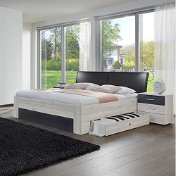 Stilvolles Bettgestell mit Nachtkästen von Wimex in Weißeiche